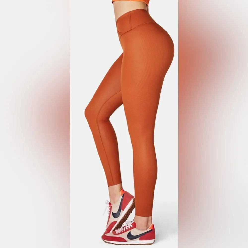 Fanka Body Sculpt Faux Lift & Curve Faux Leather Leggings Pumpkin Small NWT